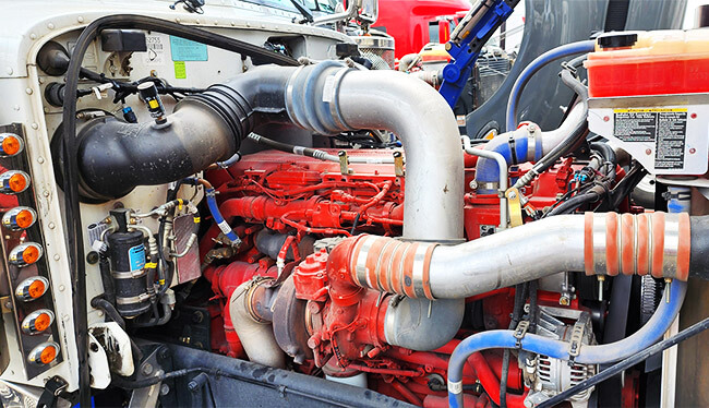 Big Rig Truck being repaired at a truck mechanics shop